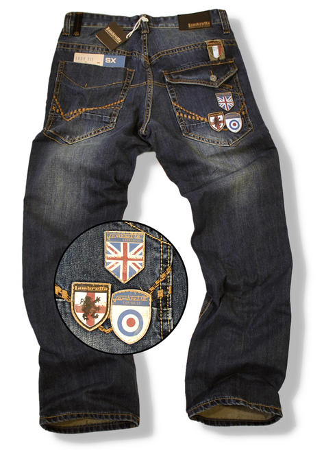 Lambretta Mod Badged Stonewash Denim Easy Fit Jeans  Thumbnail 1